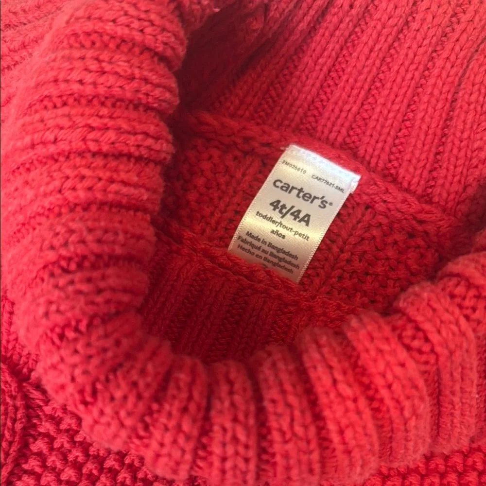 Carter's Red Cowl Neck Sweater with Cable Knit